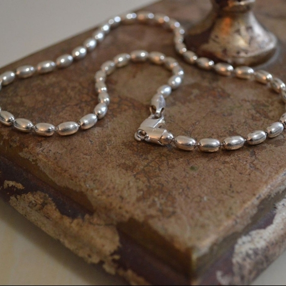 Italian Jewelry - Italian 925 Silver Beaded Necklace